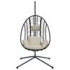 vidaXL Hangstoel met standaard rattan en staal beige