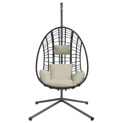 vidaXL Hangstoel met standaard rattan en staal beige