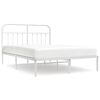 vidaXL Bedframe met hoofdbord metaal wit 140x200 cm