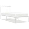 vidaXL Bedframe met hoofdbord zonder matras metaal wit 75x190 cm