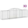 vidaXL Schanskorven 3 st gewelfd 300x50x80/100 cm gegalvaniseerd ijzer