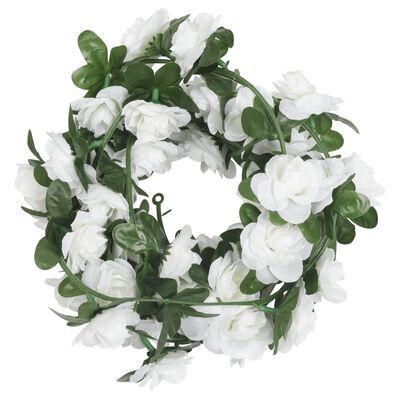 vidaXL Kerstslingers met bloemen 6 st 240 cm wit