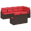 vidaXL Tuinbankenset met kussen 7 pcs Bruin en Rood poly rattan