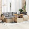 vidaXL 7-delige Loungeset met kussens poly rattan beige
