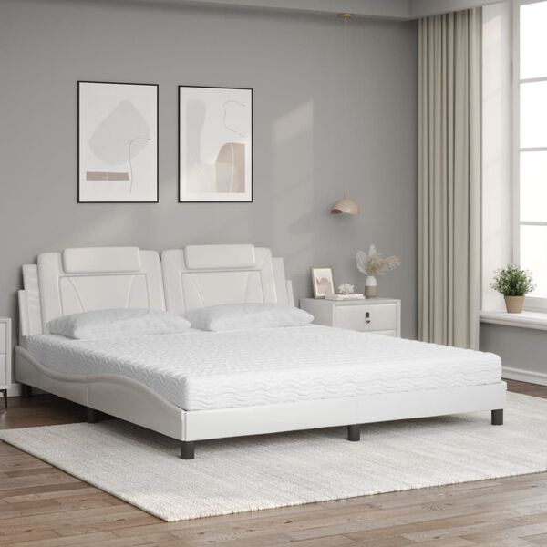 vidaXL Bed "Viana" met matras kunstleer wit 180x200 cm