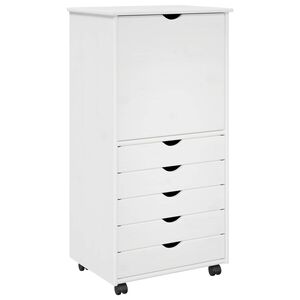 vidaXL Rolling Kast met wiel Wit 53 x 39 x 103 cm Massief Vurenhout