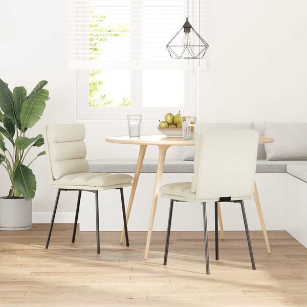 vidaXL Eetkamerstoelen 2 st fluweel cr&egrave;mekleurig