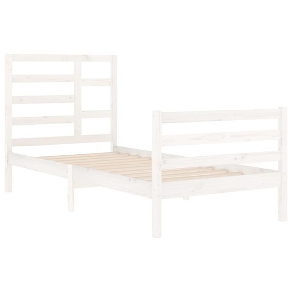 vidaXL Bedframe massief hout wit 90x200 cm