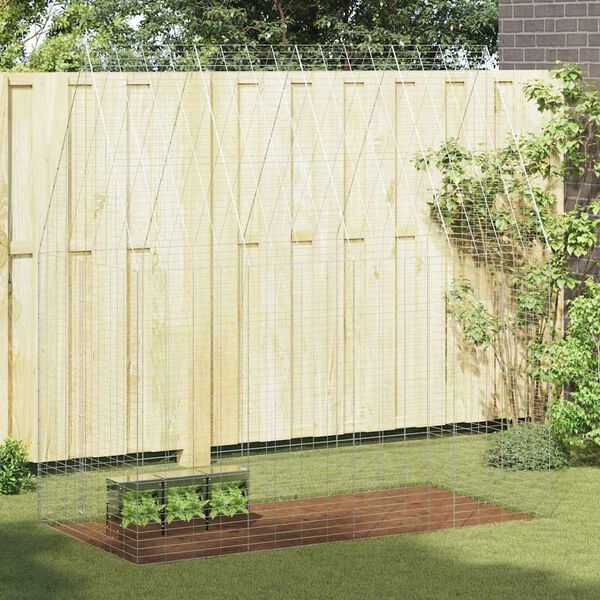 vidaXL Konijnenkooi Zilver 400 x 100 x 210 cm Gegalvaniseerd staal