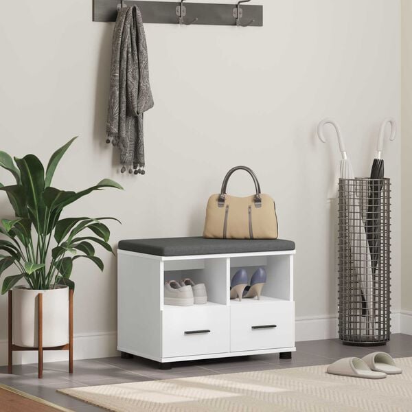 vidaXL Halbank Wit 60 x 38 x 46 cm Spaanplaat en Bekledingsstof