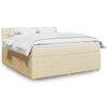vidaXL Boxspring met matras stof cr&egrave;mekleurig 180x200 cm