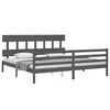 vidaXL Bedframe met hoofdbord massief hout grijs 200x200 cm