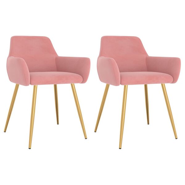 vidaXL Eetkamerstoelen 2 st fluweel roze