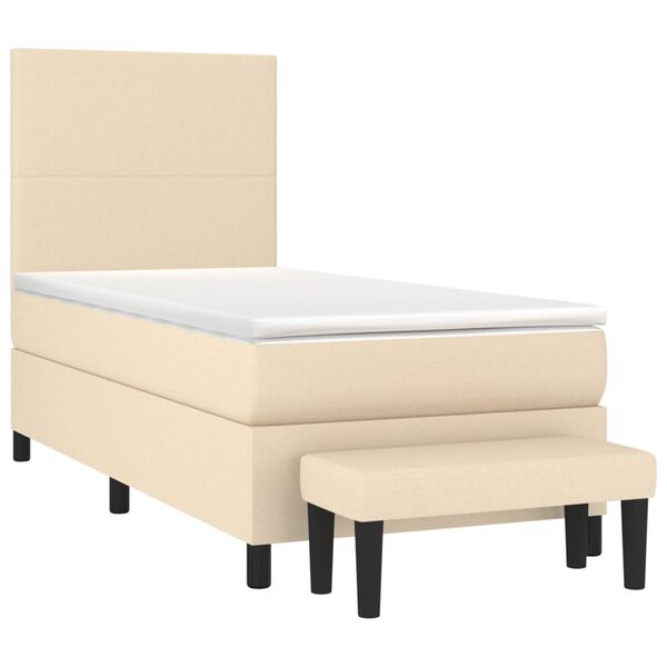 vidaXL Boxspring met matras stof cr&egrave;mekleurig 90x200 cm