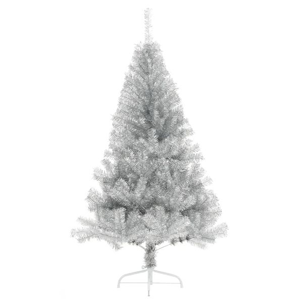 vidaXL Kunstkerstboom half met standaard 180 cm PET zilverkleurig