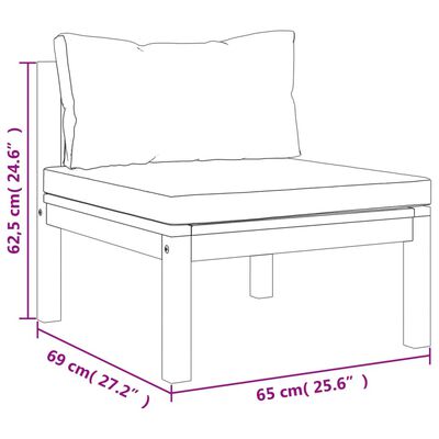 vidaXL 7-delige Loungeset met kussens massief acaciahout