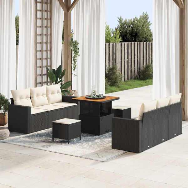 vidaXL Tuin Sofa Set 9 pcs Zwart poly rattan