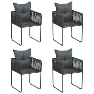 vidaXL Tuinstoelen 4 st met kussens poly rattan zwart