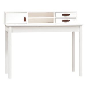 vidaXL Bureau 110x50x93 cm massief grenenhout wit