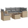 vidaXL 6-delige Loungeset met kussens poly rattan beige