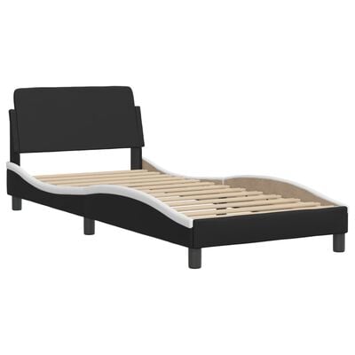 vidaXL Bed met matras kunstleer zwart en wit 80x200 cm