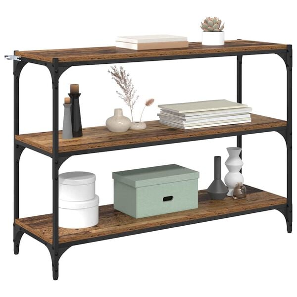 vidaXL Boekenkast Oud hout 100 x 33 x 70,5 cm Gemonteerd hout en ijzer