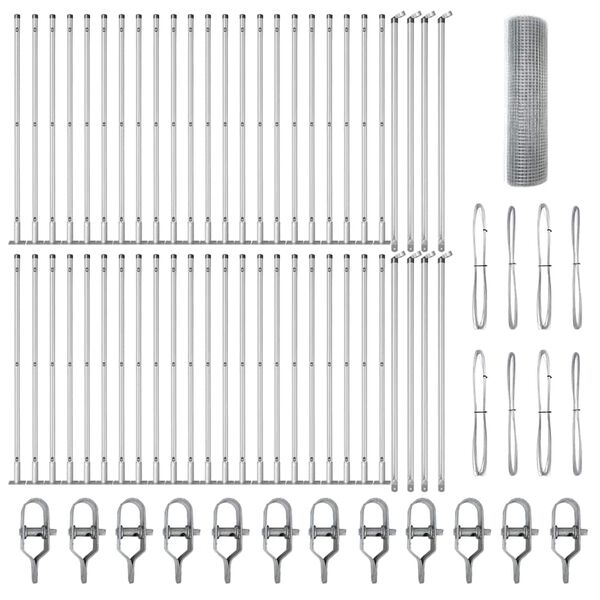 vidaXL Afrasteringspaal Zilver 100 x 0,5 m (12 x 12 mm gaas) Staal