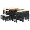 vidaXL 9-delige Tuinset poly rattan zwart