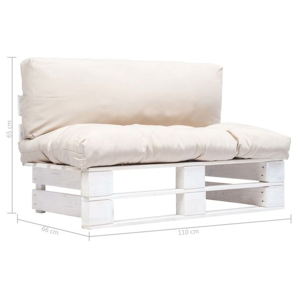 vidaXL Tuinbank pallet met zandkleurige kussens grenenhout