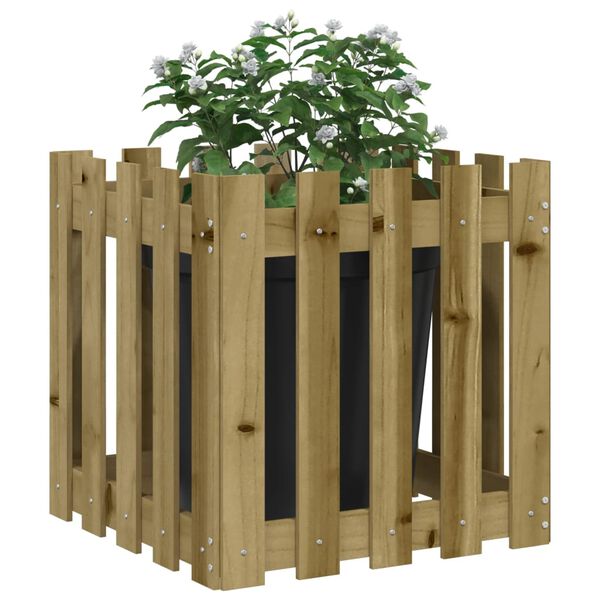 vidaXL Plantenbak met hekontwerp 50x50x50 cm ge&iuml;mpregneerd grenenhout