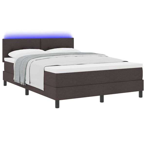 vidaXL Boxspring bed met matras met LED Donkerbruin 140 x 200 cm Stof