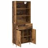 vidaXL Hoge kast met lade Oudhout 69,5 x 34 x 180 cm Bewerkt hout