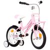 vidaXL Kinderfiets met voordrager 14 inch wit en roze
