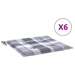 vidaXL Tuinstoelkussens 6 st 40x40x3 cm oxford stof ruitpatroon grijs