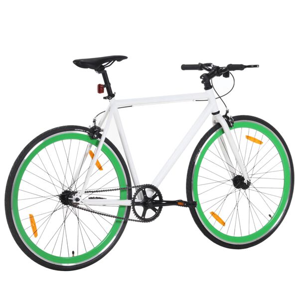 vidaXL Fiets met vaste versnelling 700 c 55 cm wit en groen