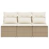 vidaXL Tuinbank 3-zits met kussens poly rattan beige
