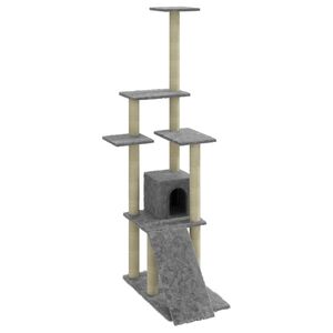 vidaXL Kattenmeubel met sisal krabpalen 155 cm lichtgrijs