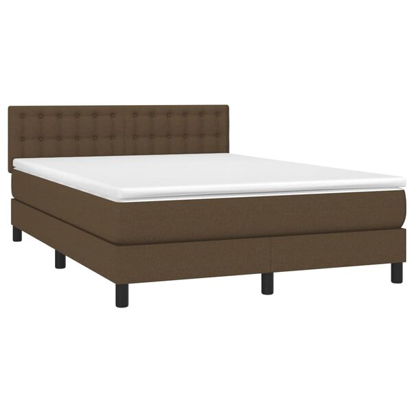 vidaXL Boxspring met matras stof donkerbruin 140x190 cm