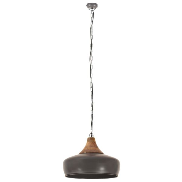 vidaXL Hanglamp industrieel E27 35 cm ijzer en massief hout grijs