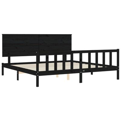 vidaXL Bedframe met hoofdbord massief hout zwart