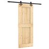 vidaXL Schuifdeur Naturel en Zwart 80 x 210 cm Massief Grenenhout