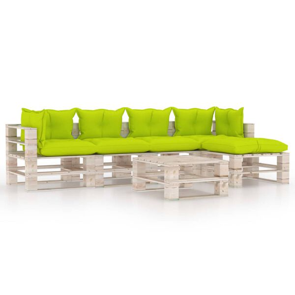 vidaXL 6-delige Loungeset met kussens pallet grenenhout