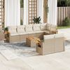 vidaXL 9-delige Loungeset met kussens poly rattan beige
