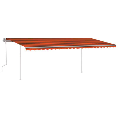 vidaXL Luifel handmatig uittrekbaar met palen 6x3 m oranje en bruin