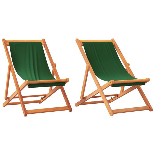 vidaXL Strandstoelen 2 st inklapbaar stof groen