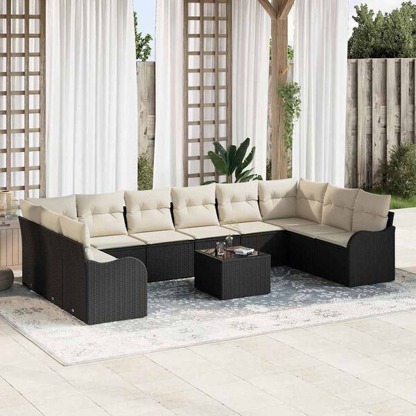 vidaXL Tuin Sofa Set Zwart poly rattan