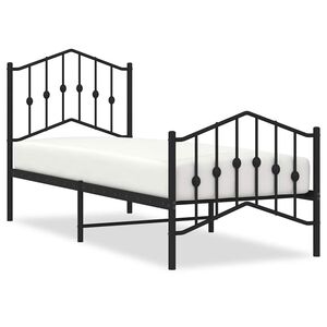 vidaXL Bedframe met hoofd- en voeteneinde metaal zwart 75x190 cm