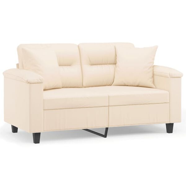 vidaXL Tweezitsbank met kussens 120 cm microvezelstof beige