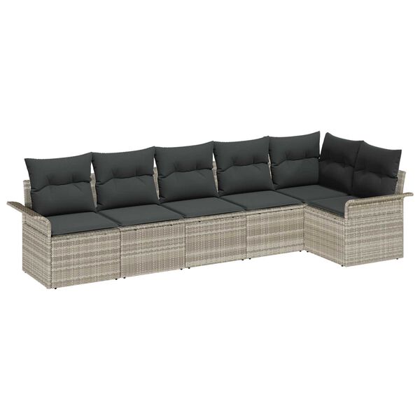vidaXL Tuin Sofa Set met opslag 6 pcs Lichtgrijs poly rattan