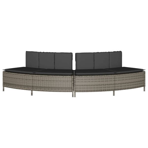 vidaXL Hottub-bankjes met kussens 2 st poly rattan grijs